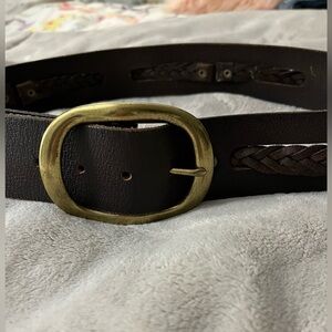 Linea Pelle Genuine Leather with Braiding antique Bronze Studs and Buckle Large